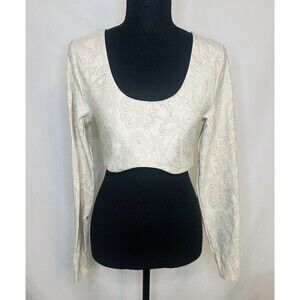 Offline‎ by Aerie Floral Real Me Crop Top Long Sleeve Athletic Women's LARGE